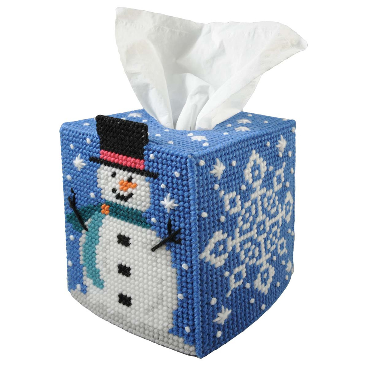 Snow People Tissue Box Cover Plastic Canvas Kit  Plastic canvas tissue  boxes, Plastic canvas, Plastic canvas patterns