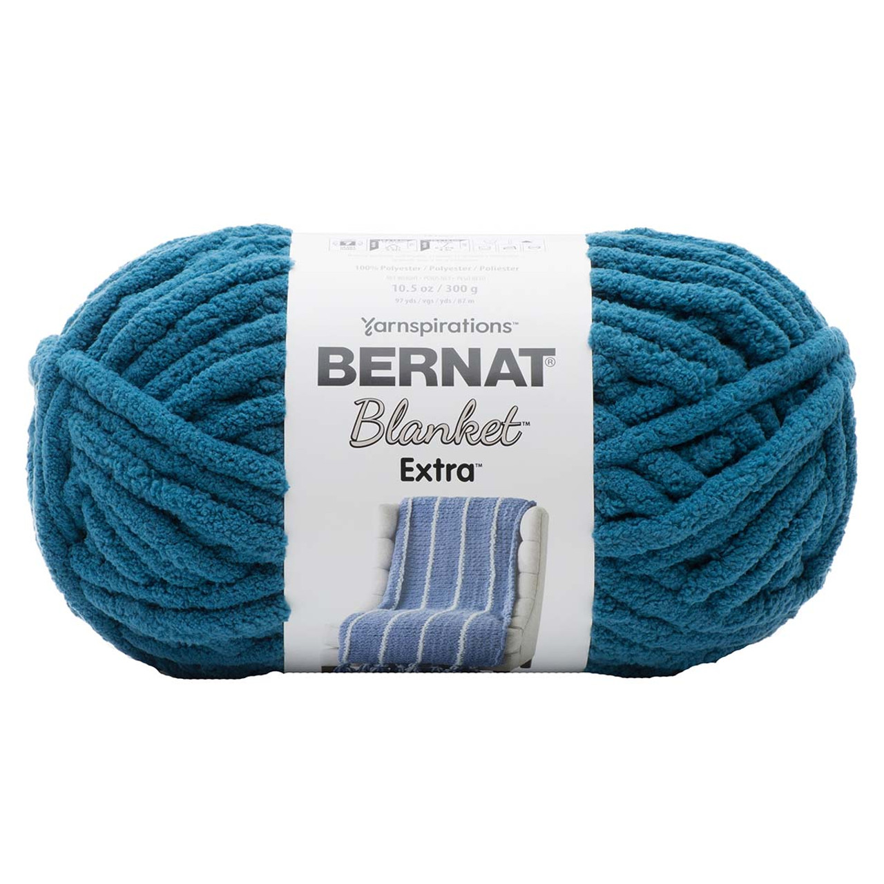  Bernat Yarn Blanket Extra Blanket Yarn, Jumbo Gauge #7, 2-Pack  (Softened Blue)