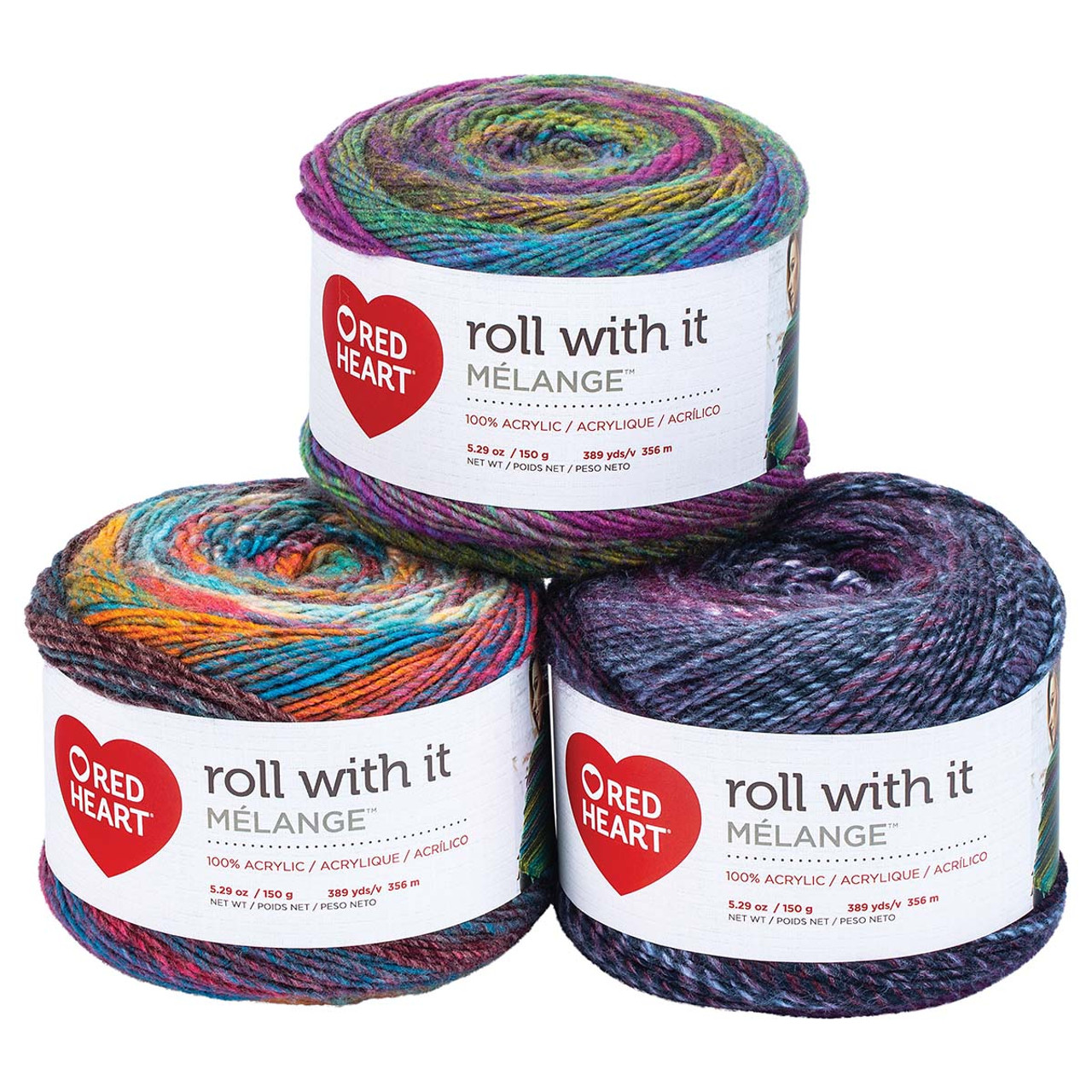 Red Heart Knitting Yarn Roll with It Melange Yarn Hollywood E890-0825 (3-Skeins) Same Dye Lot Worsted Medium #4 Soft 100% Acrylic Bundle with 1