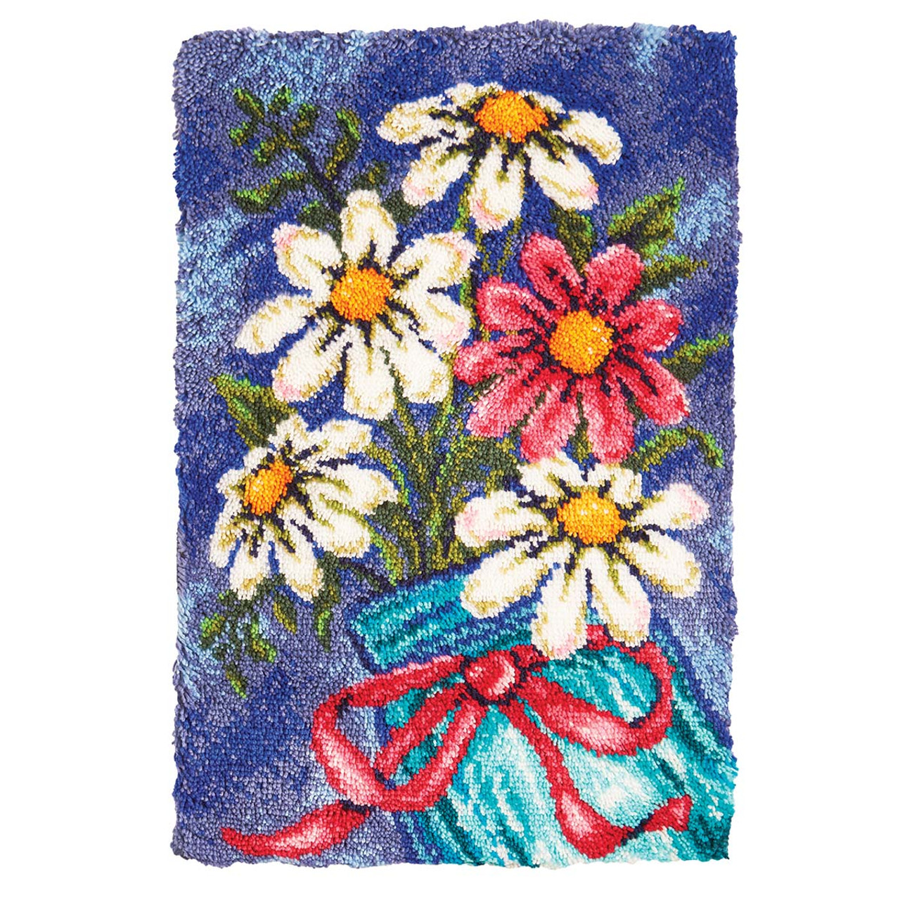 Latch Hook Rug Kits with Color Pre-printed Flowers Pattern DIY