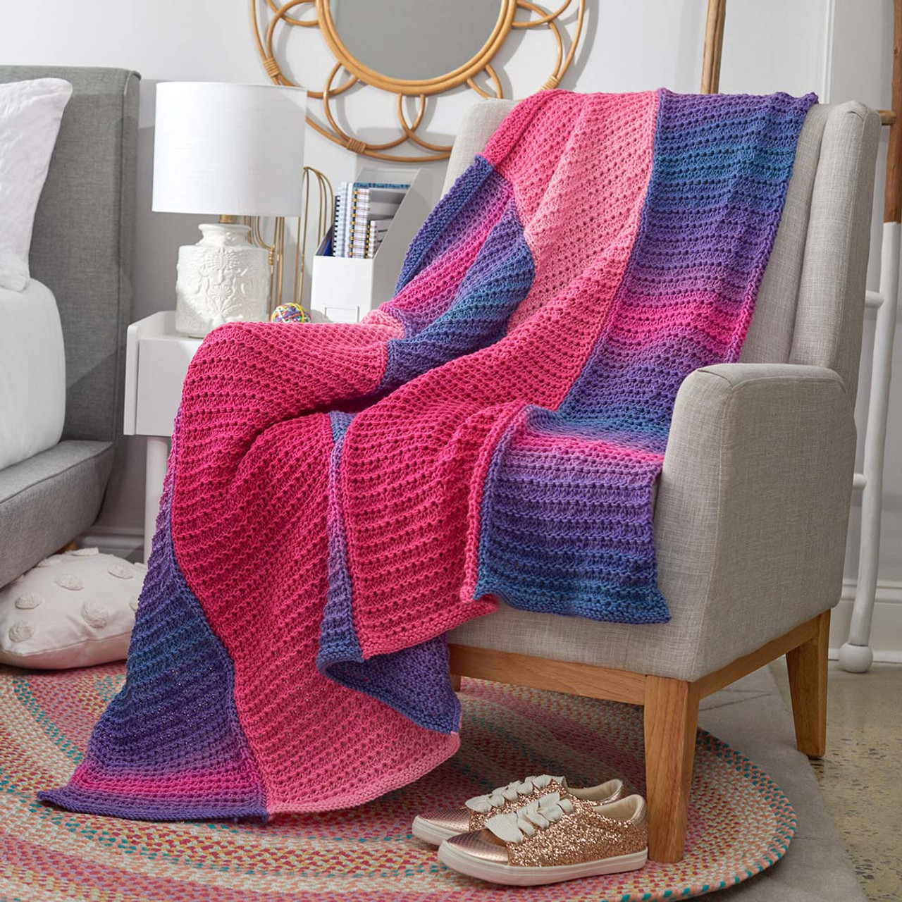 Red Heart Corner-to-Corner Ombre Throw Pattern