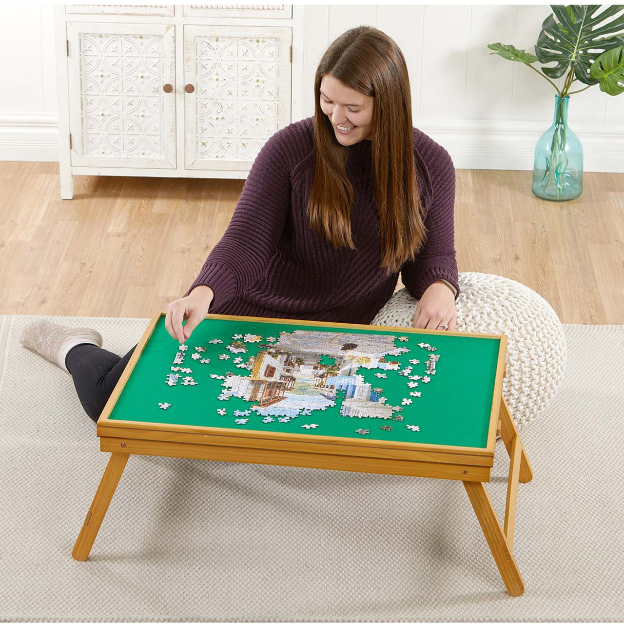 Wooden Jigsaw Puzzle Table 1000 Piece Portable with Drawers Glue Sheets  Hangers