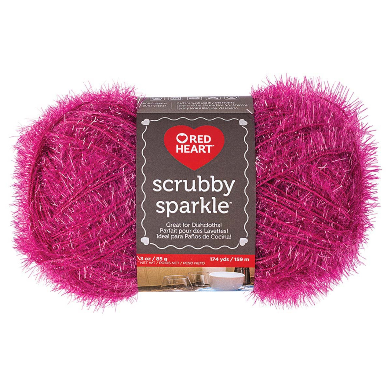  Red Heart Scrubby Sparkle Blueberry Yarn - 3 Pack of