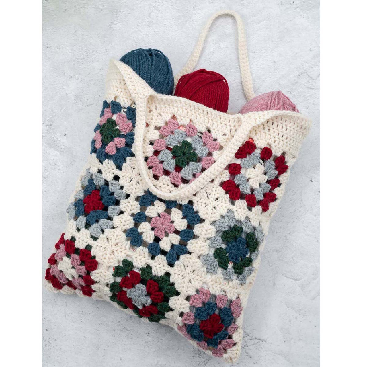 Heart Crotchet Granny Square Tote Bag 