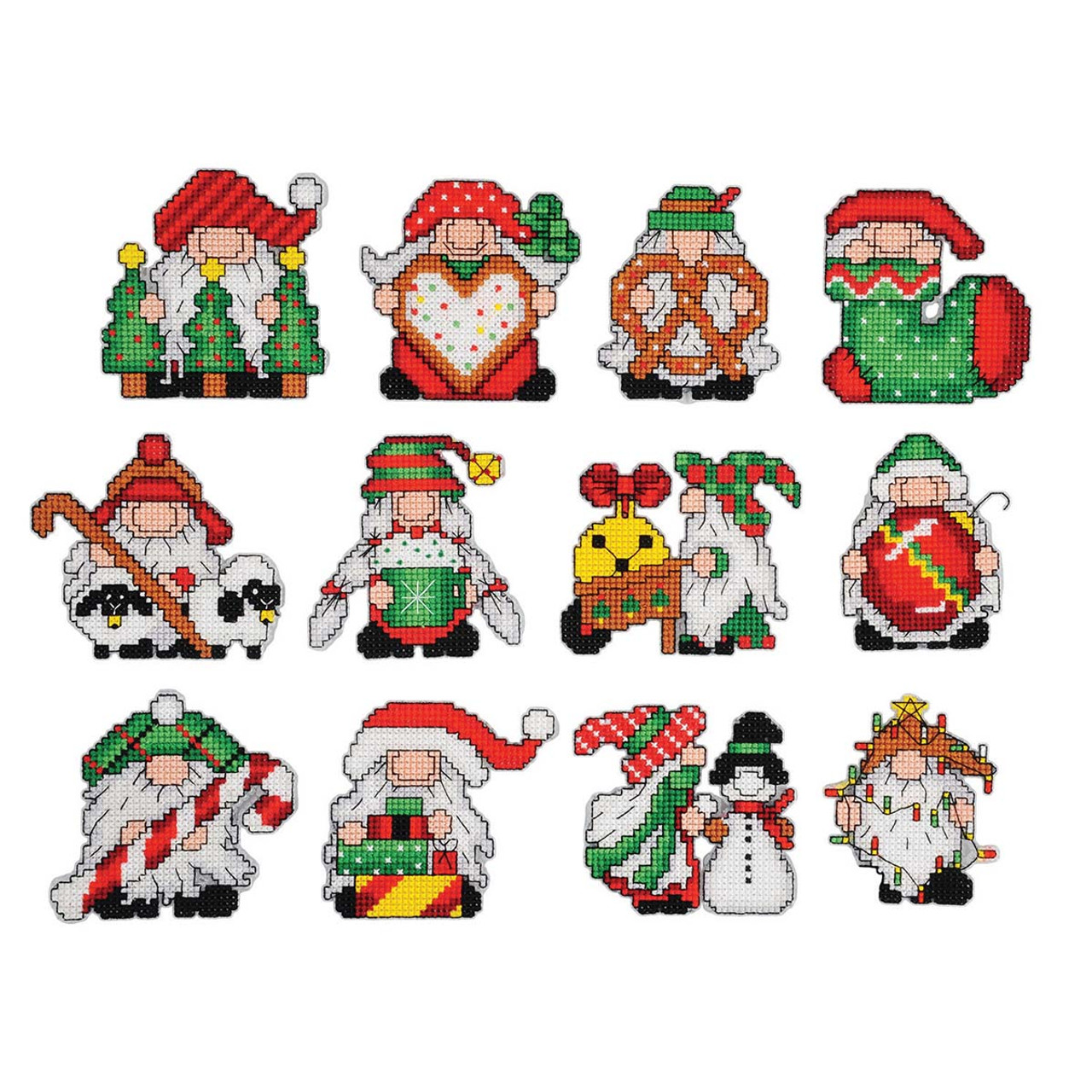 Herrschners Classic Christmas Gnomes Ornament Counted Cross-Stitch Kit