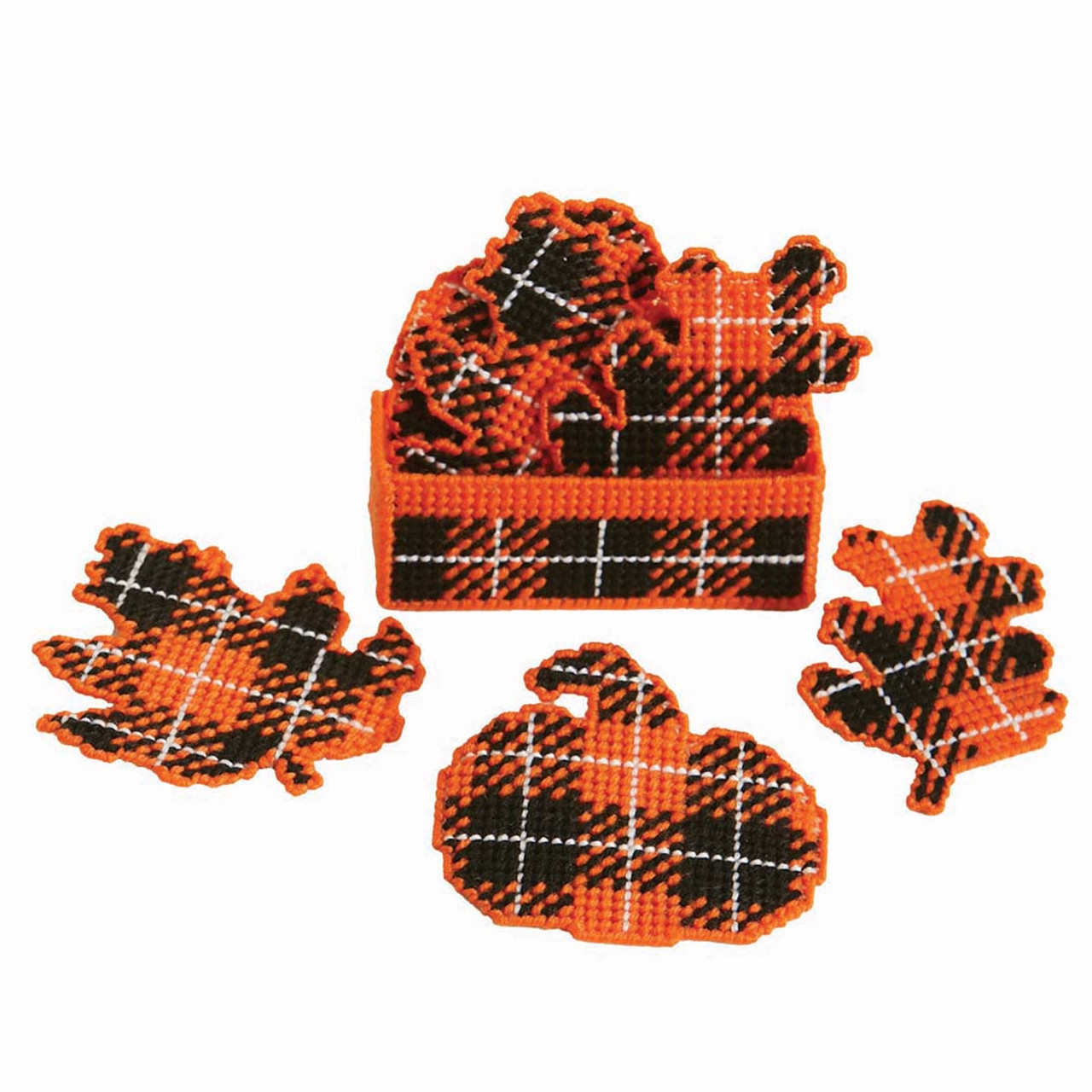 Herrschners Fall Gingham Coasters Plastic Canvas Kit