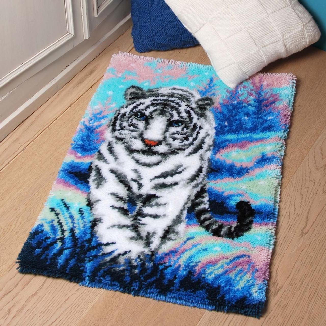 Large Latch Hook Rug Kit for Adults Animal Tiger Latch Hook Kits With  Printed