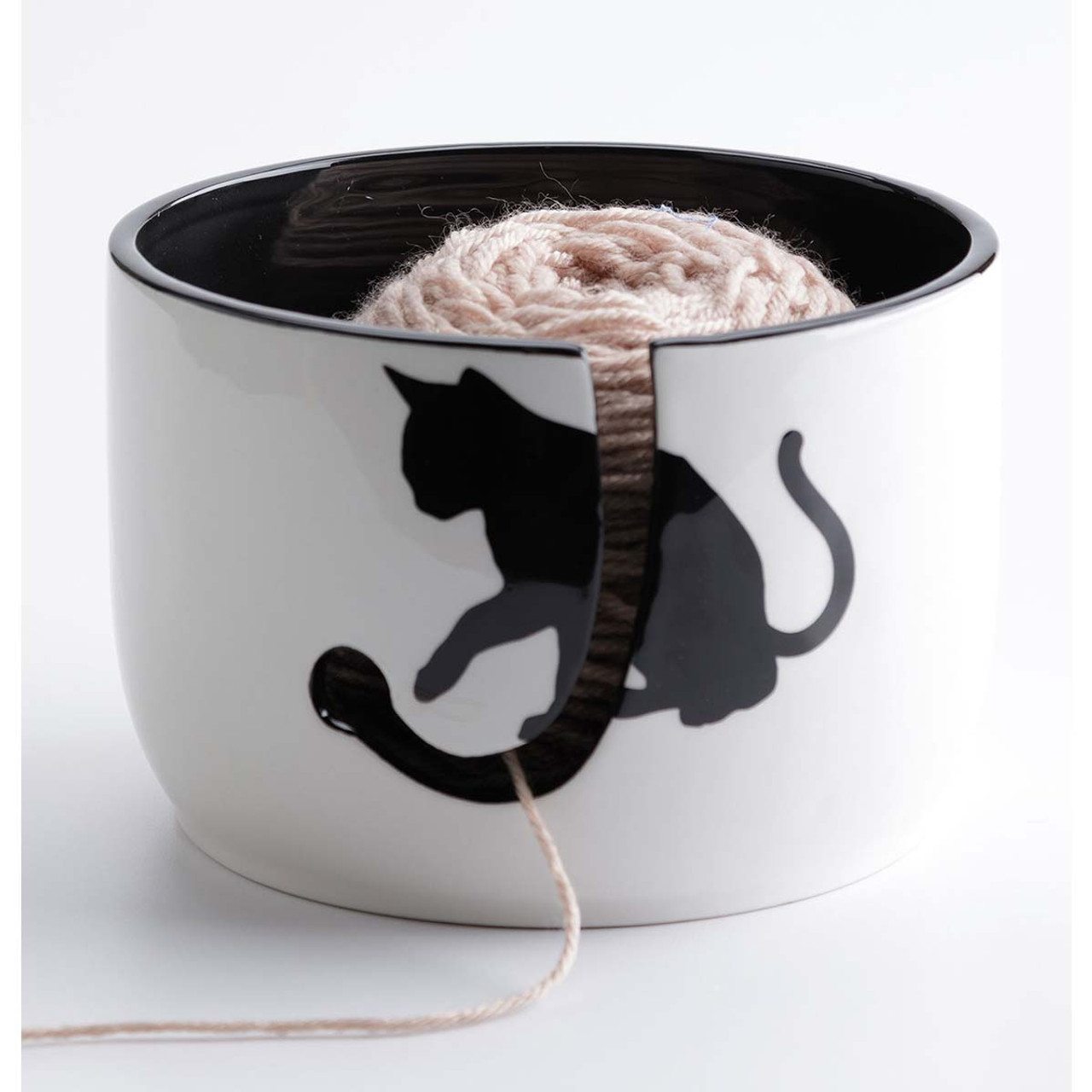 Cat Yarn Bowl, Yarn Bowl for Crocheting and Knitting Made of Ceramic 566  Inches Tangle Free