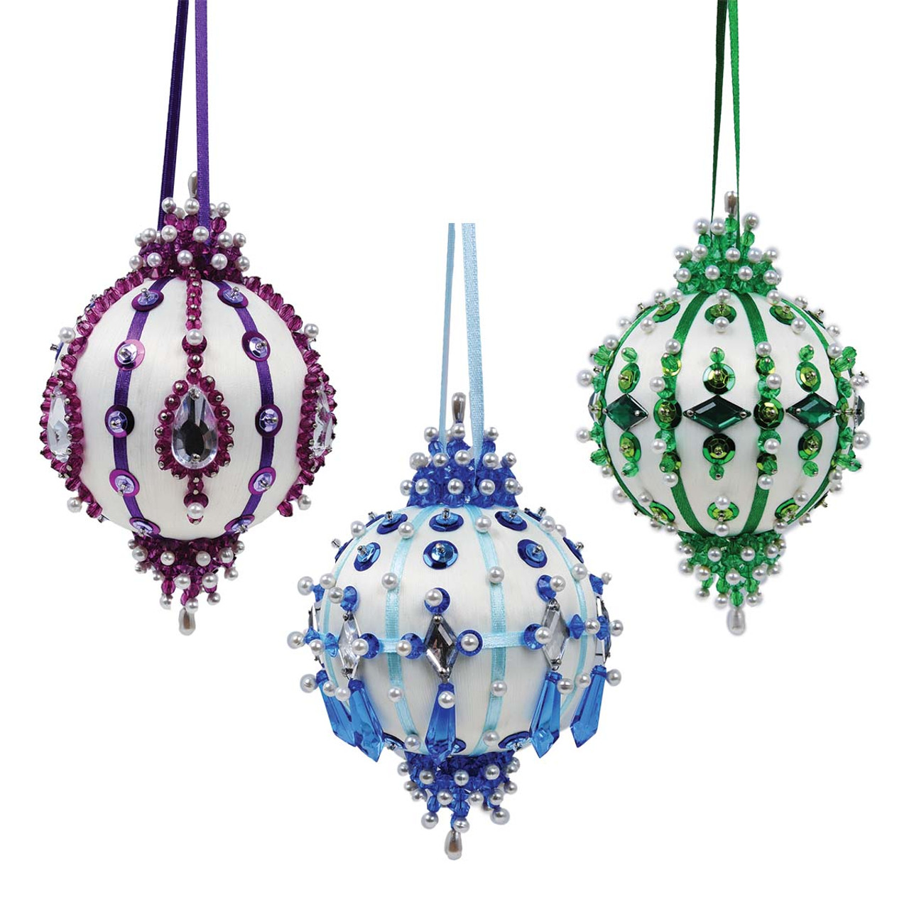 Solid Oak: Beaded Ornament Kit: Crystal/Blue Snowflakes