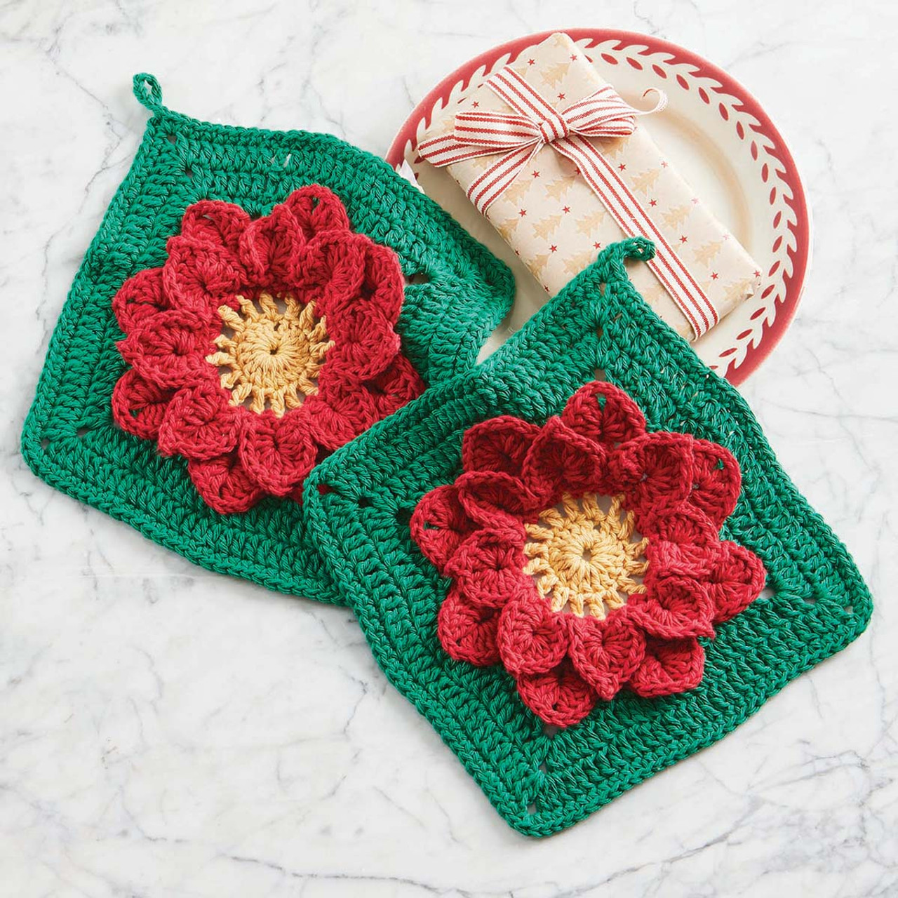 DISHCLOTHS SET of 2 Crochet Dish Cloths Red Dish Cloth Cotton Dishcloths  Red Dishcloth Kitchen Gift Housewarming Gift Crochet Gift 