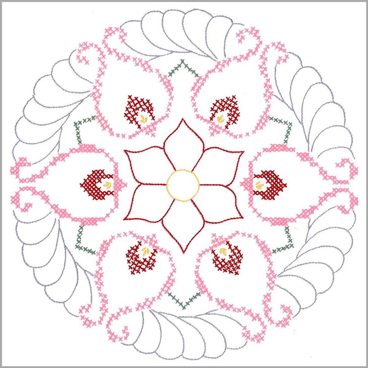 Herrschners Lydia Pillow Cover Stamped Embroidery