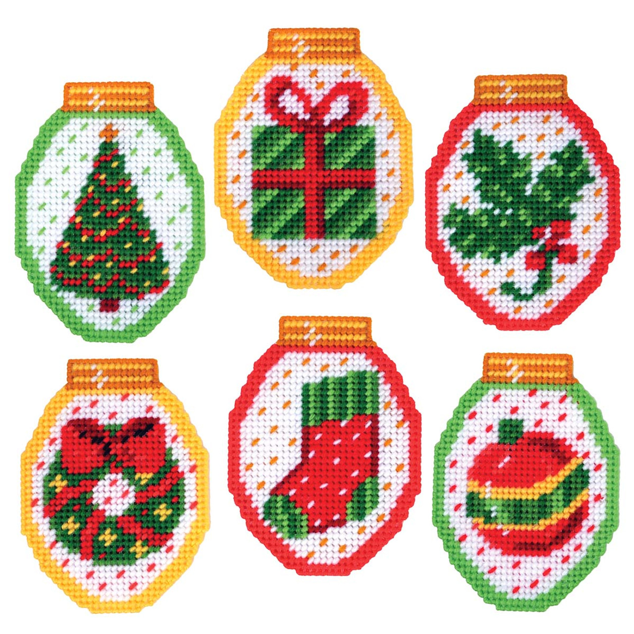 Herrschners Christmas Friends Mason Jar Ornaments Plastic Canvas Kit