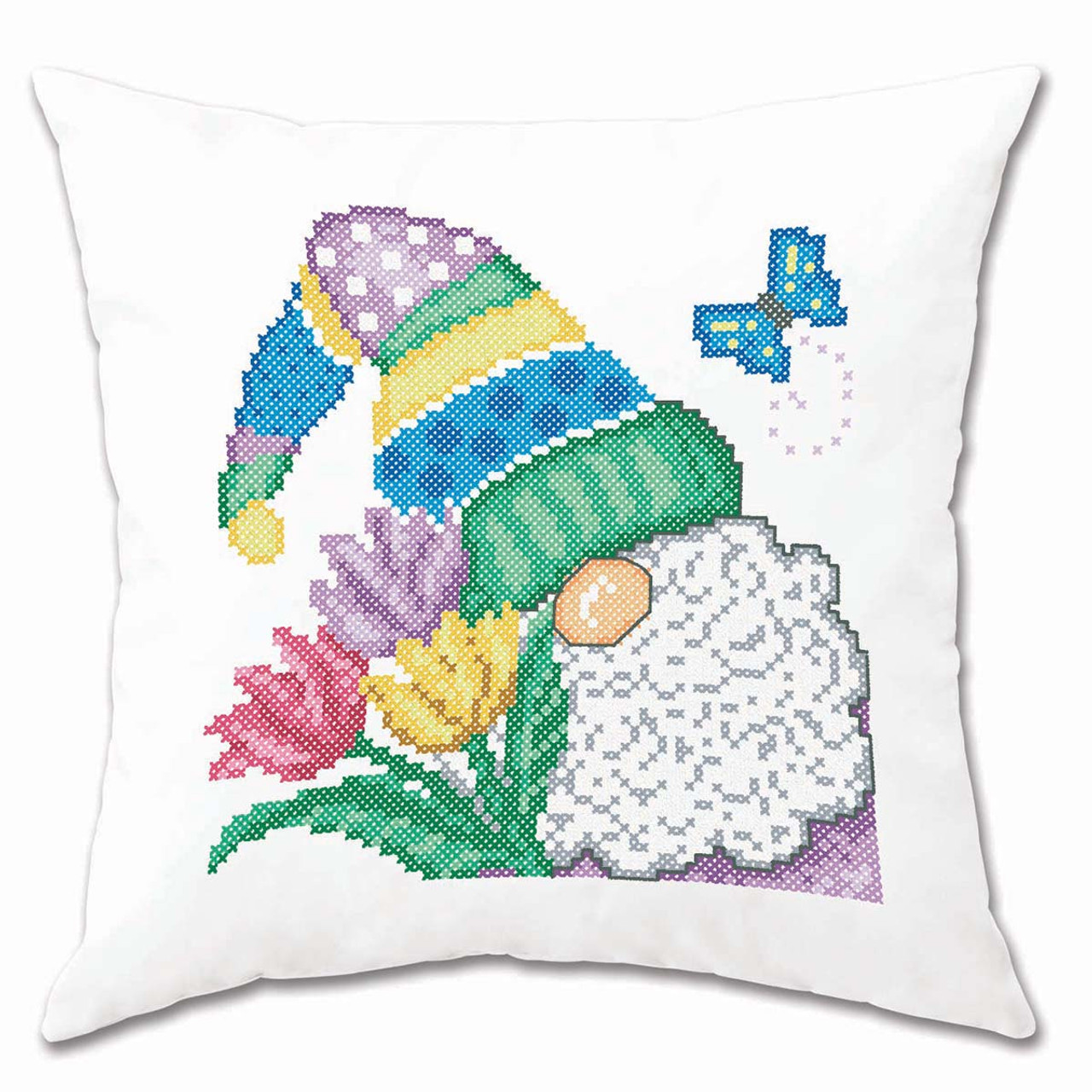 Cross Stitch Cushion Gnome in Snow Pillow Case Pre-Printed Canvas with  Separated Back Needlepoint Kits Arts & Crafts - AliExpress
