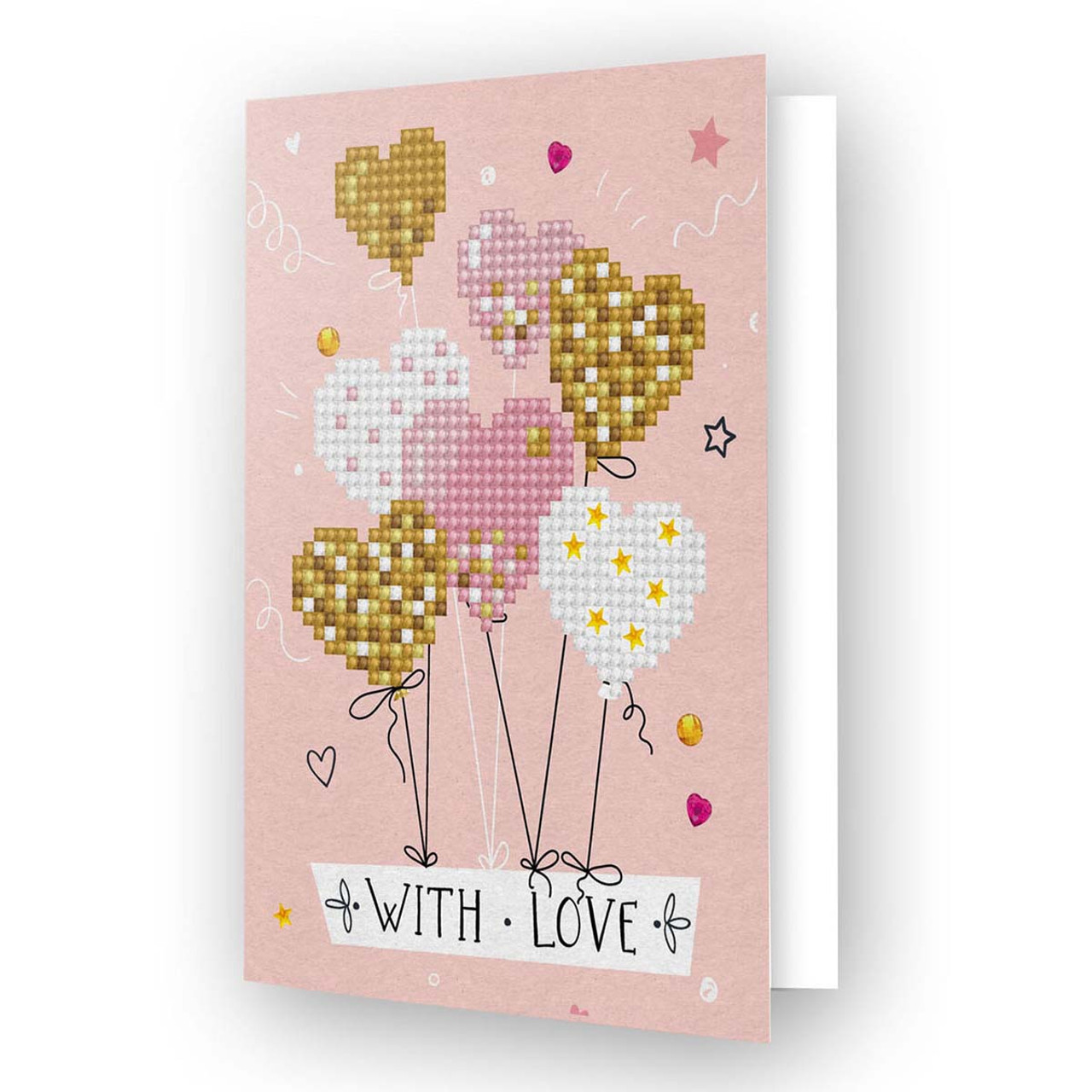 Diamond Dotz Diamond Embroidery Facet Art Greeting Card Kit-Love Balloons
