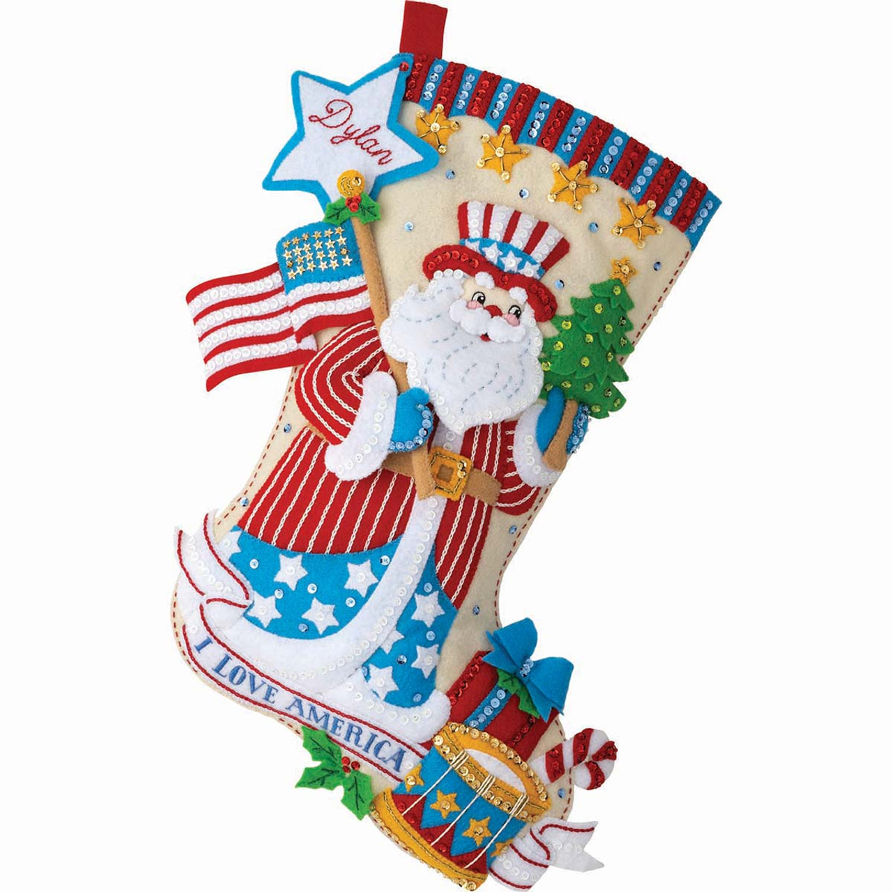 Bucilla Stars & Stripes Santa Stocking Kit