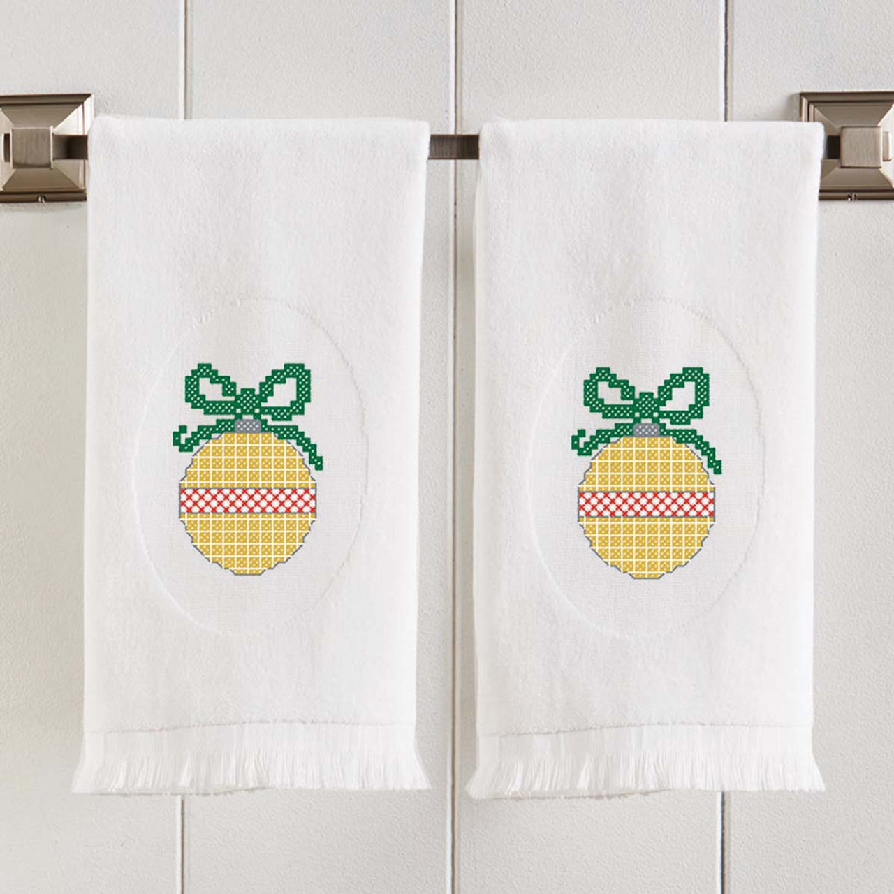 Herrschners Plaid Bell Terry Towel Pair Stamped Cross-Stitch