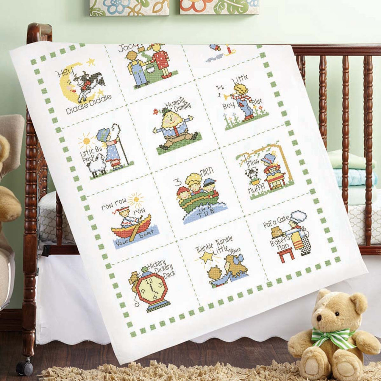 Baby by Herrschners Nursery Rhymes Quilt Top Stamped Cross-Stitch Kit