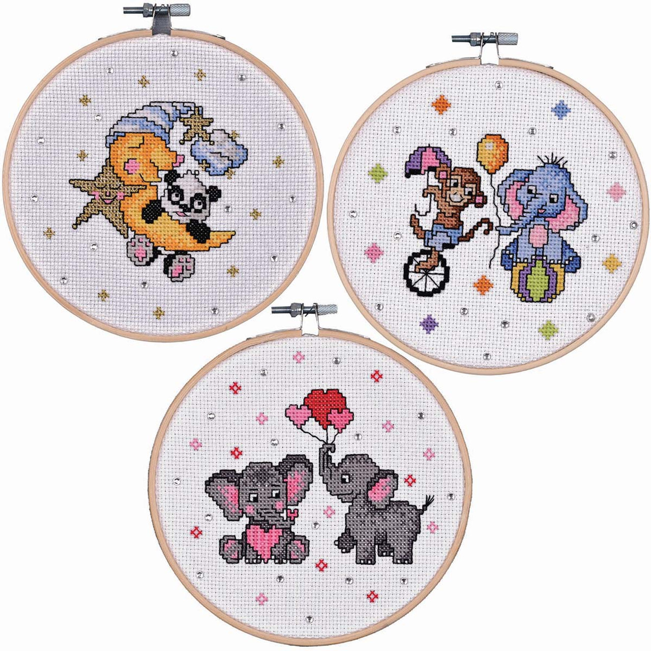 Craftways Pink Gnome Love Balloon Hoop Stamped Embroidery Kit