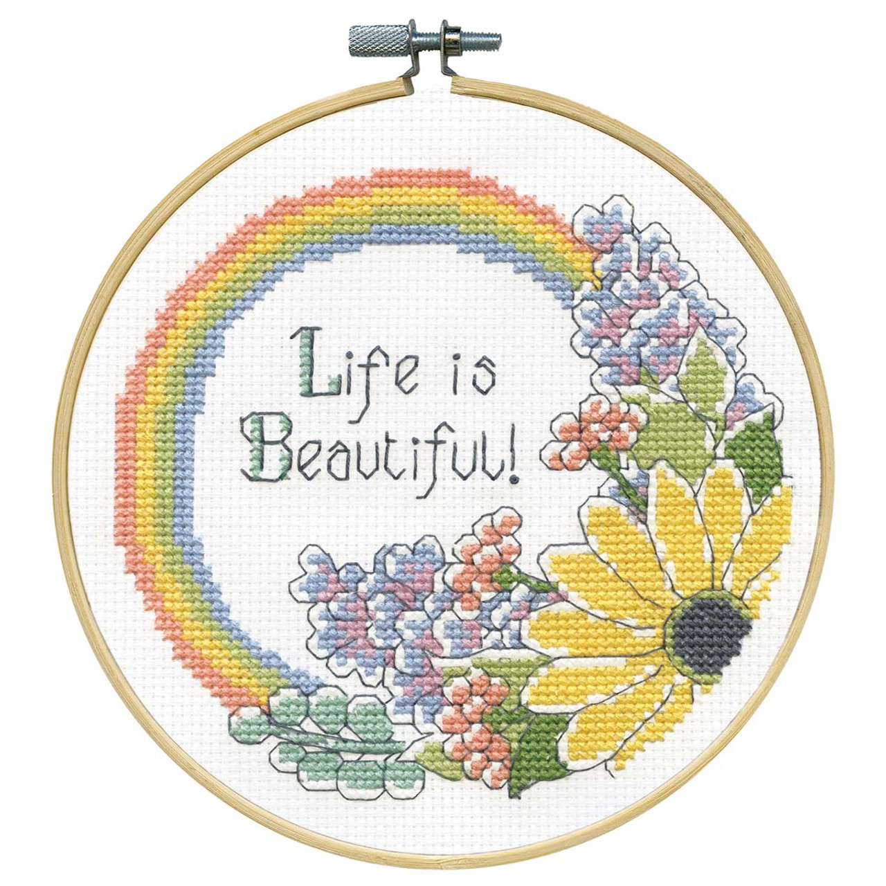 Cross Stitch Embroidery Accessories Linen Cloth In Hoop On White