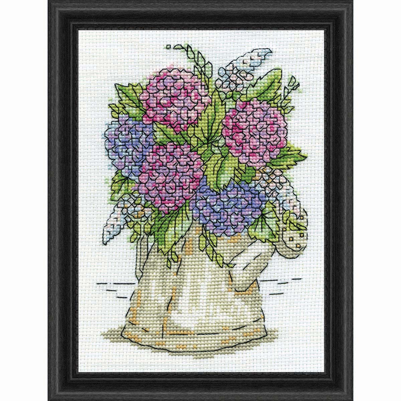 Gnome Stamped Cross Stitch Kits - Spring Flower Mushroom Counted