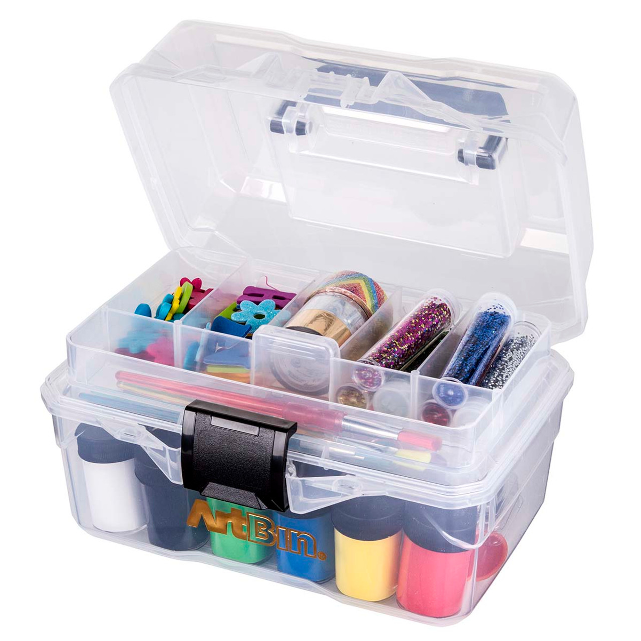 ArtBin 9002AB Super Satchel Thread Box Portable Craft & Sewing Organizer  with Thread Tray 1 Plastic Storage Case Clear