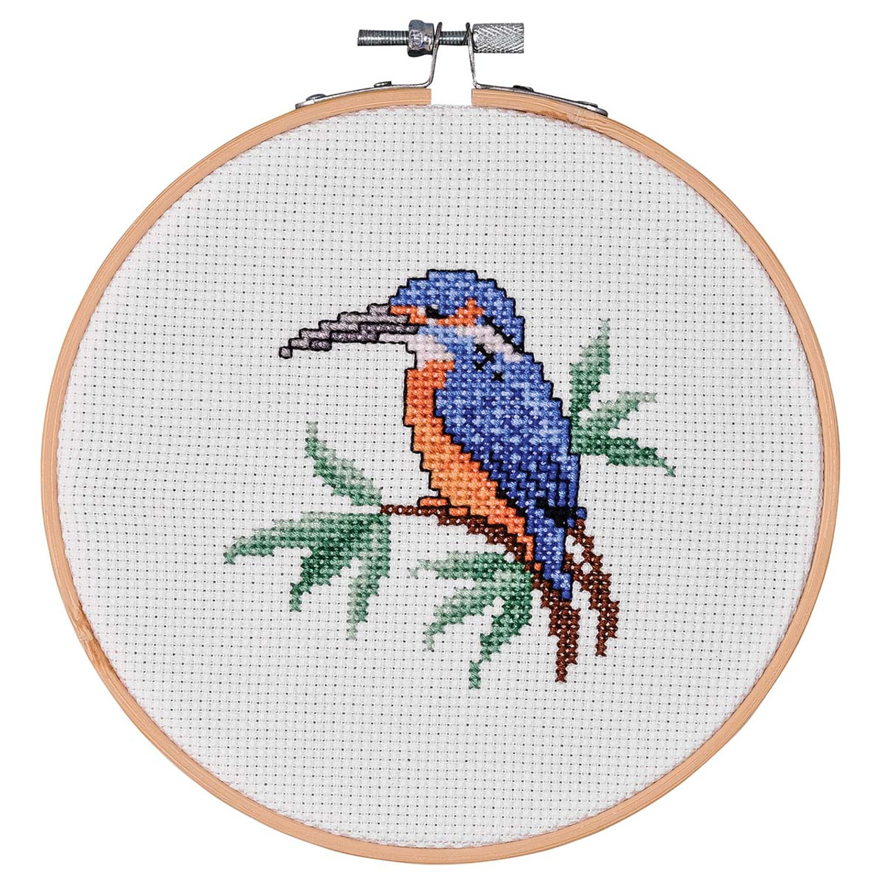 Birds Flowers Embroidery Kit for Adults Beginners Stamped Cross Stitch Kits with Birds Pattern Stamped Embroidery Cloth Hoops Threads Needles Easy