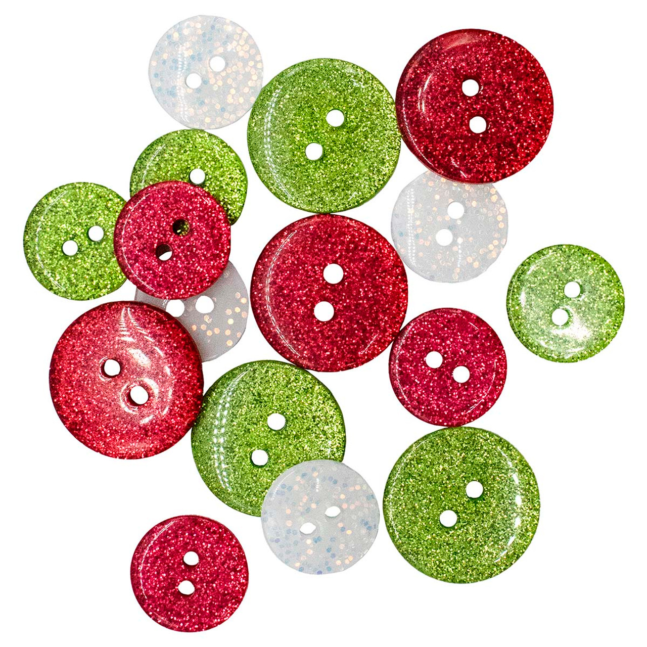 Christmas Buttons Assorted 3D Designs 8-20mm Pack of 7 