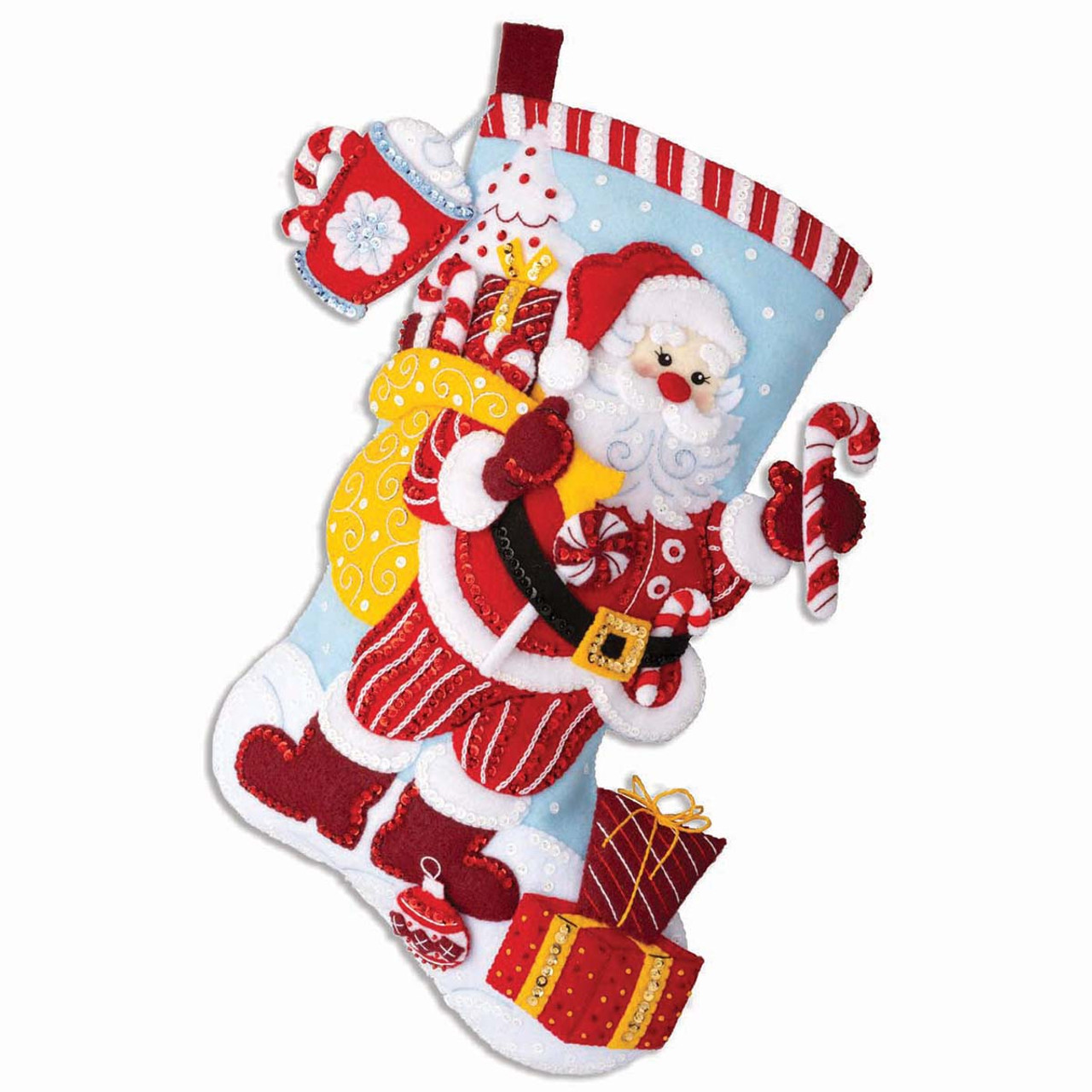 Bucilla Felt Stocking Applique Kit 18 Long Surprise Santa