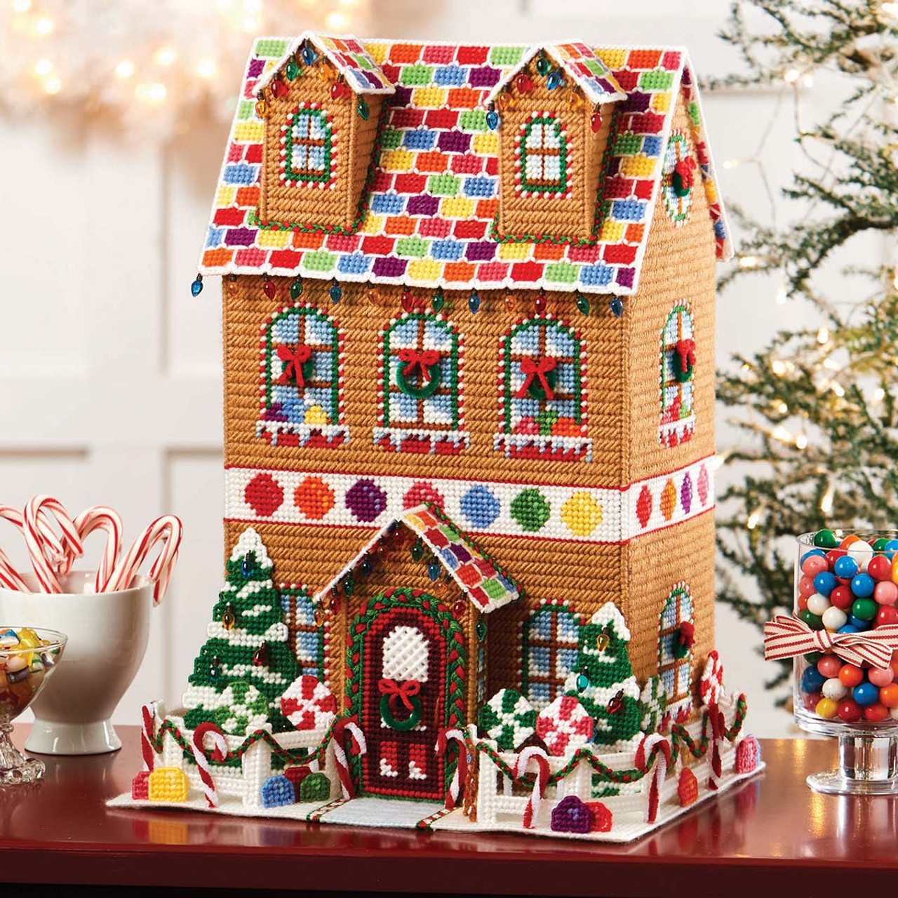 Herrschners Candy Lane Gingerbread House Plastic Canvas Kit herrschners-candy-lane-gingerbread-house-plastic-canvas-kit