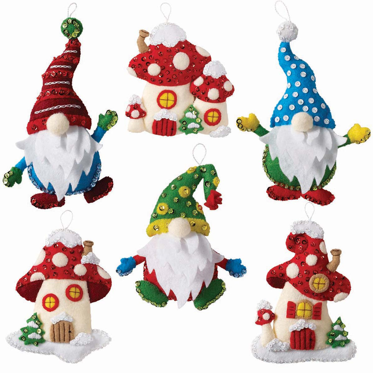 Bucilla Christmas Gnomes Felt & Sequin Kit