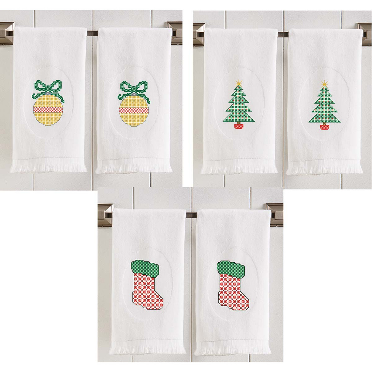 Winter Kitchen Towel Cotton Terry Cloth Embroidered Let It 