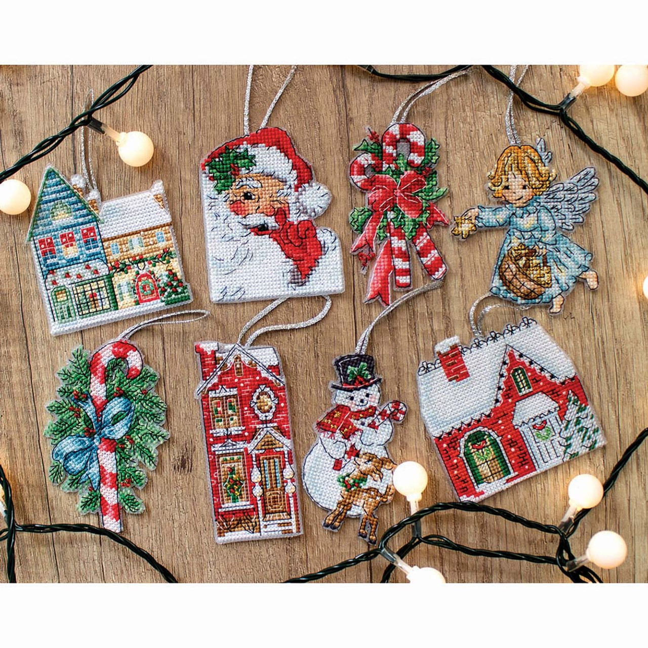 Counted Cross-Stitch Kit on Plastic Canvas with Christmas Ornaments. Fascinating Chart 3.74x3.94 Inches 139CS. Marvelous for Embroidery & Needlework
