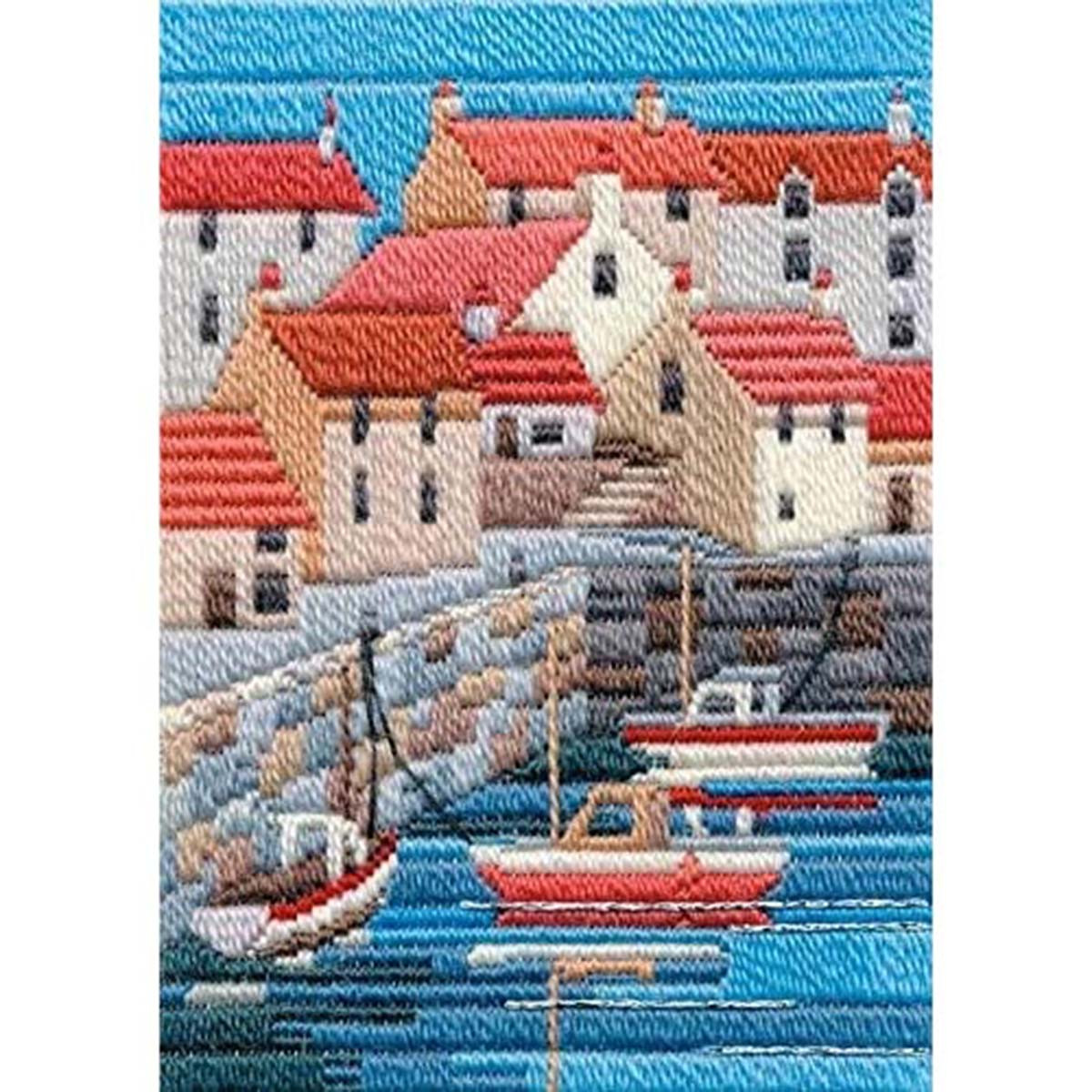 Bothy Threads Kreuzstich-Set 'Vintage Strandhütten' - 23x33 Cm, Inkl. Stoff, Garn, Nadel & Anleitung