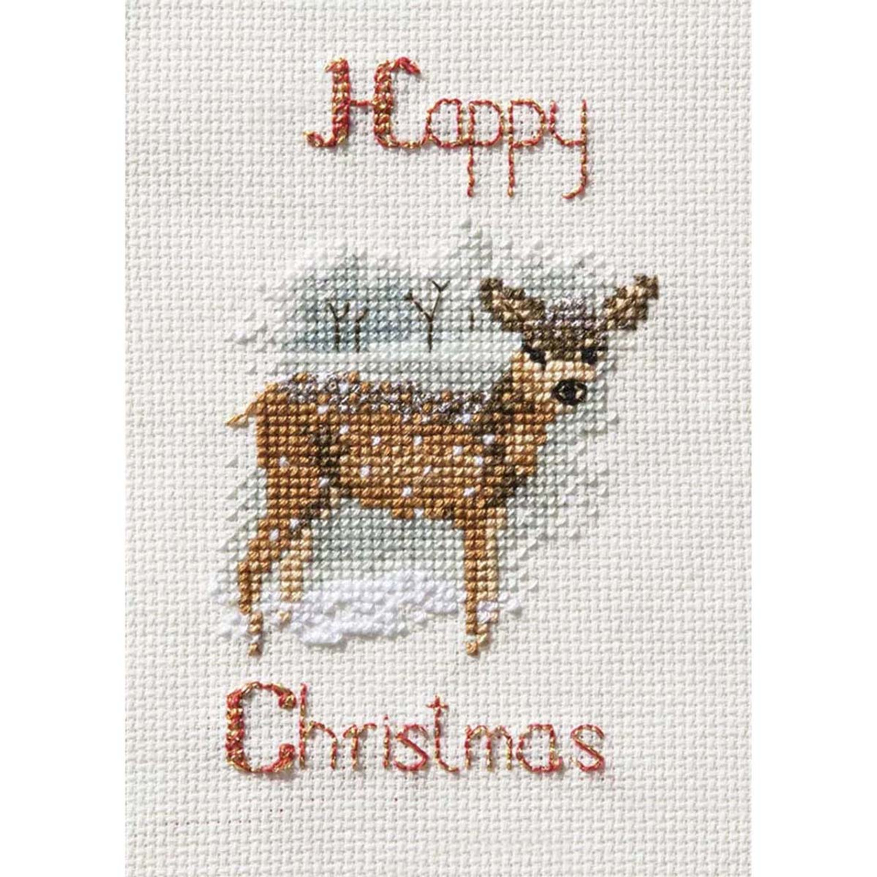 Bothy Threads Deer in a Snowstorm Christmas Card Counted Cross-Stitch Kit bothy-threads-deer-in-a-snowstorm-christmas-card-counted-cross-stitch-kit