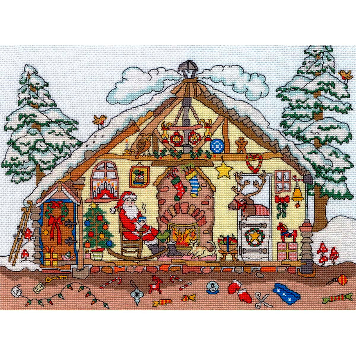Bothy Threads Kreuzstich-Set „Cut Thru Old MacDonald“ – Inkl. Stoff, Garn & Nadel | Fertig 35x26 Cm