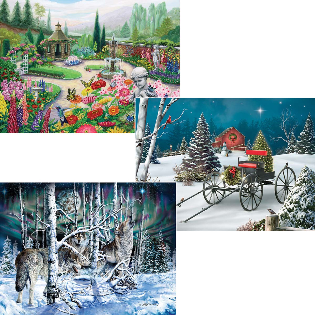 Puzzle Magic Garden & Midnight, Set of 3 Jigsaw Puzzle