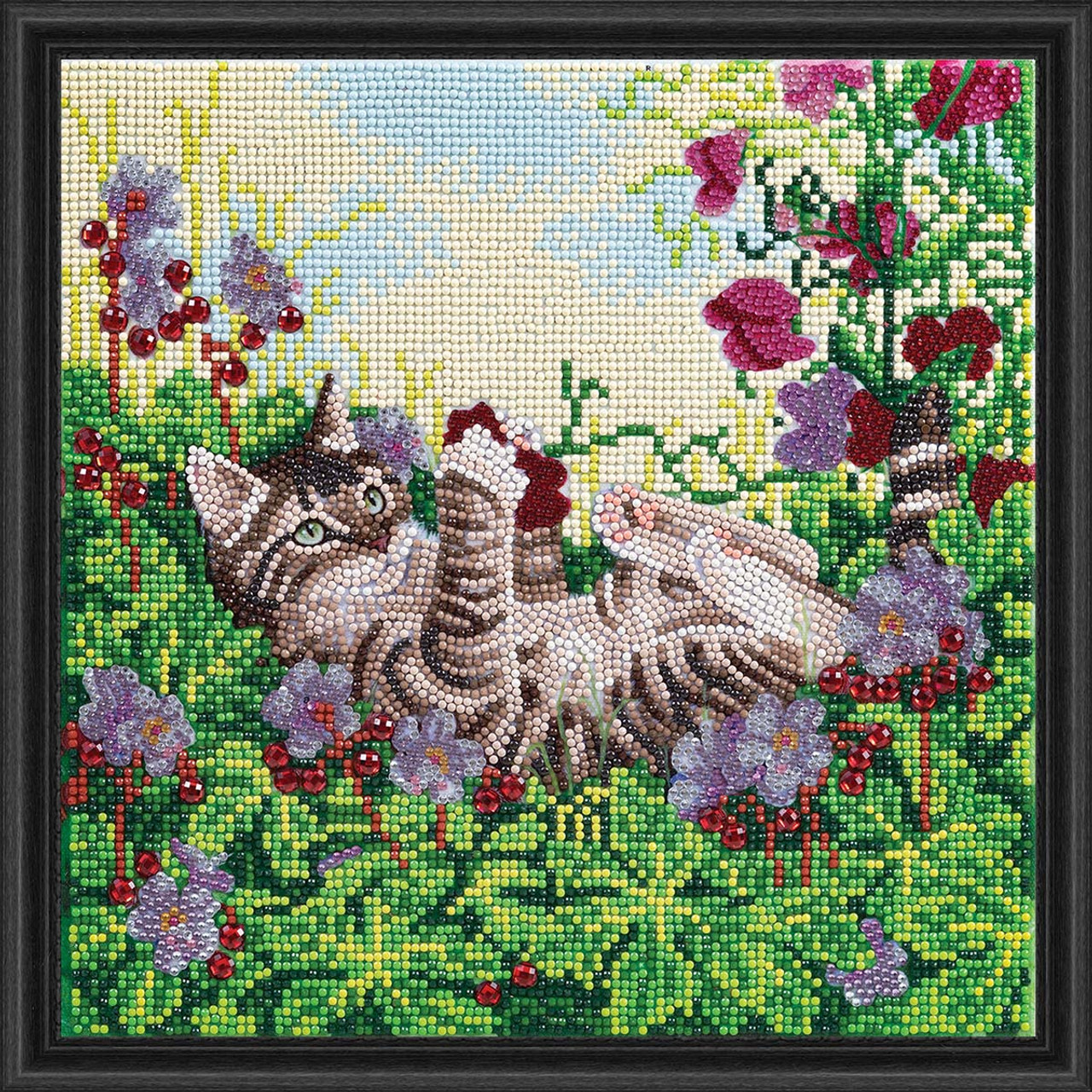 Craft Buddy Crystal Art / Diamond Painting Framed Picture Kit - Giraffe &  Flowers - Partial Crystal