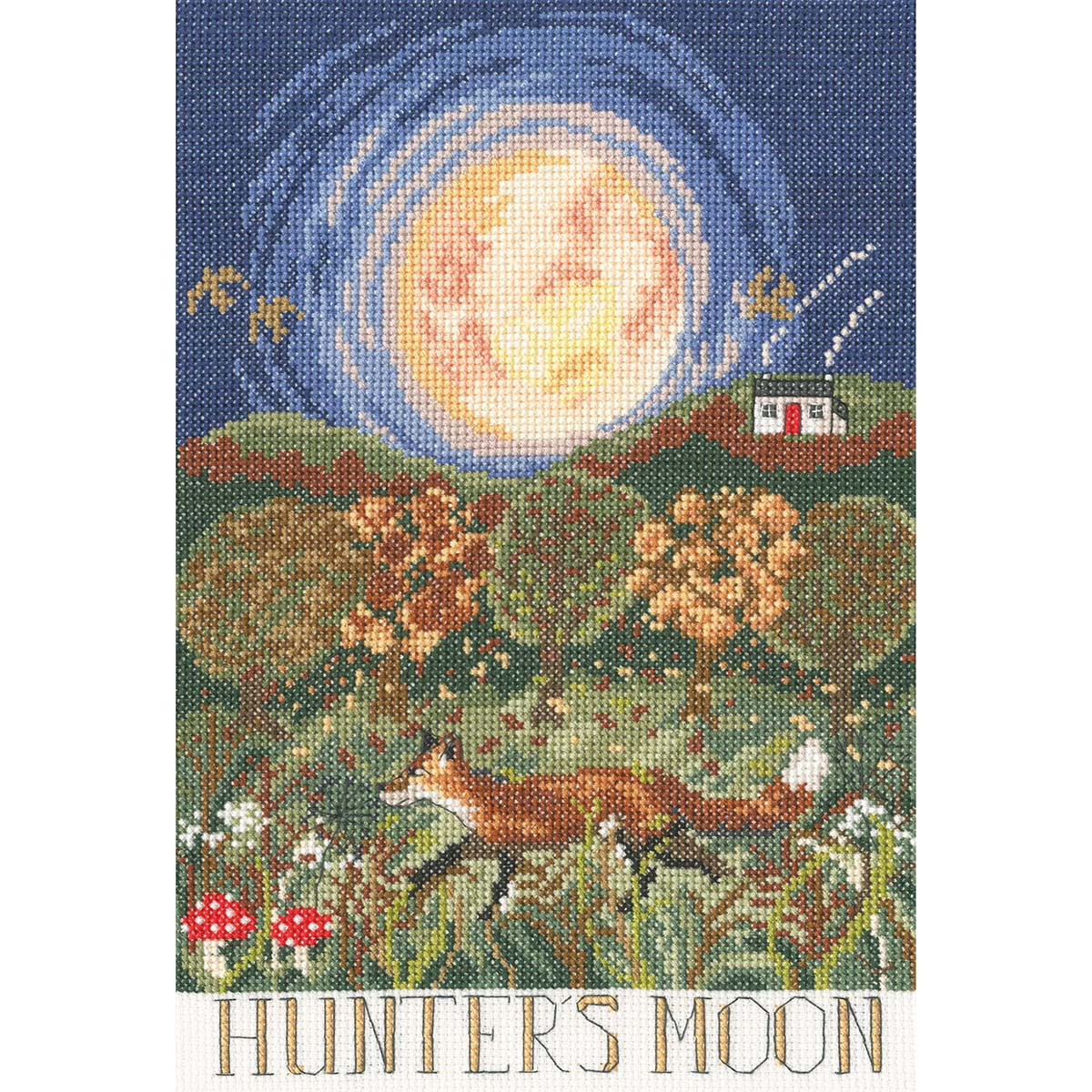 ハモサ/HERMOSA MOON CROSS Flower Moon Cross Stitch Kit Floral Moon Cross Stitch Kit Crescent