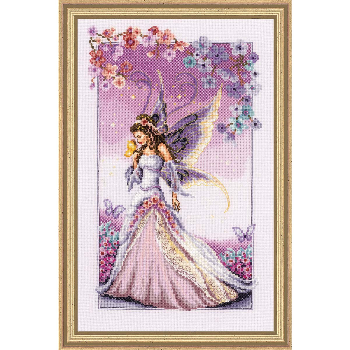 ［希少］刺繍本/Pensées et violettes 5-A-3626 Vervaco Lilac Fairy Counted Cross-Stitch Kit