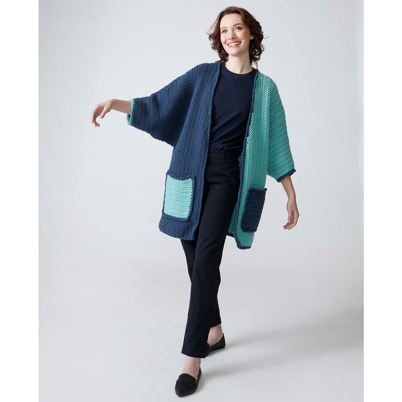 Caron Color Block Cardigan Crochet Kit