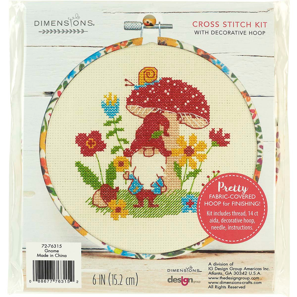 Dimensions Gnome Hoop Counted Cross-Stitch Kit