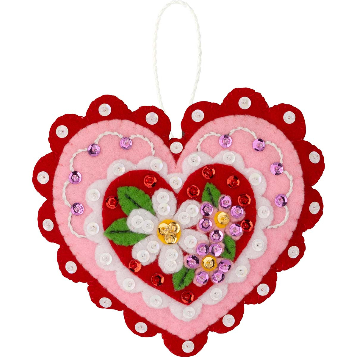 Heartfelt Creationハートフェルトクリエションス4点セットNo7 Bucilla Heartfelt Treasures Felt & Sequin Kit