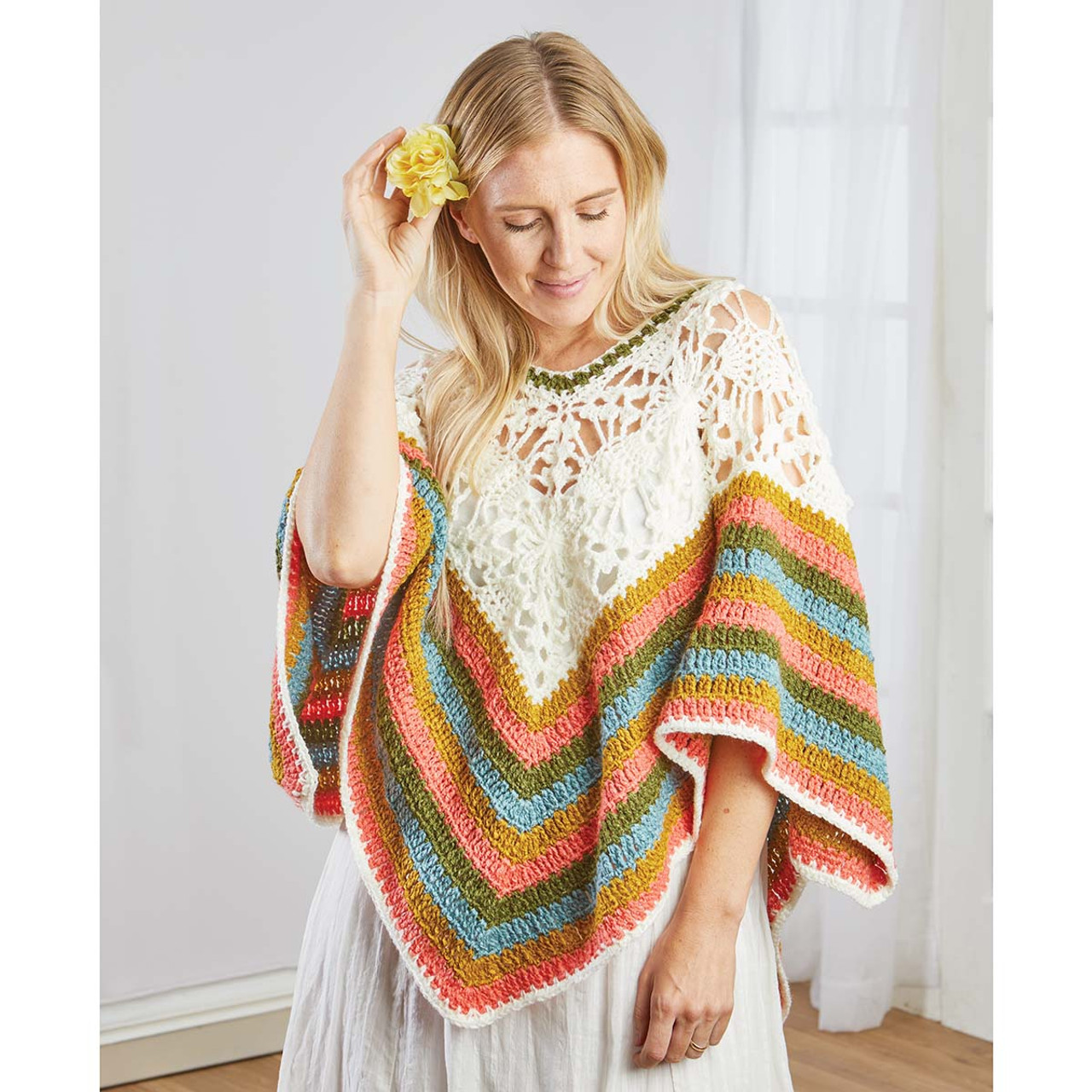 Herrschners Retro Bloom Poncho Crochet Kit