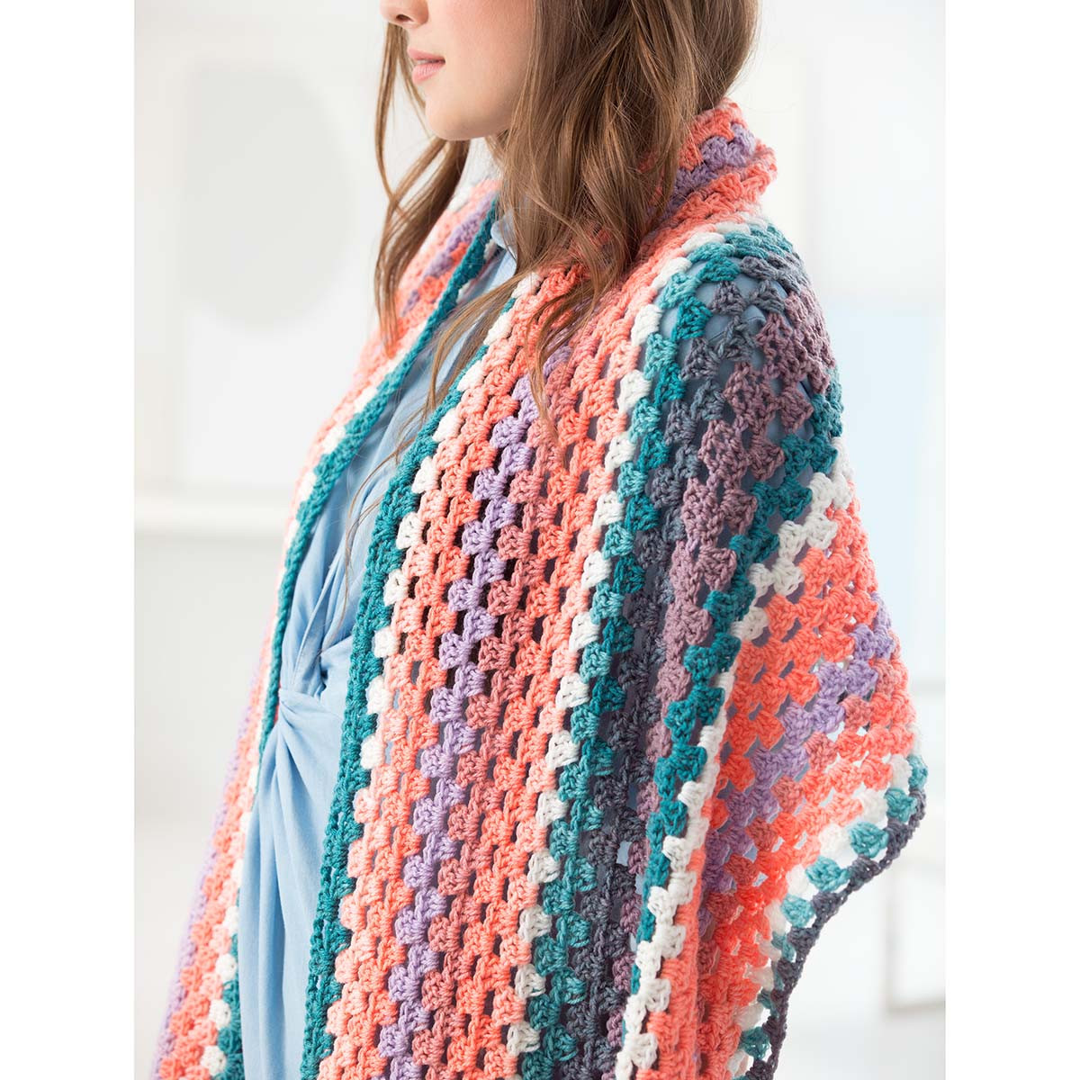 Lion Brand Mandala Fringed Shawl Crochet Kit - Main Image