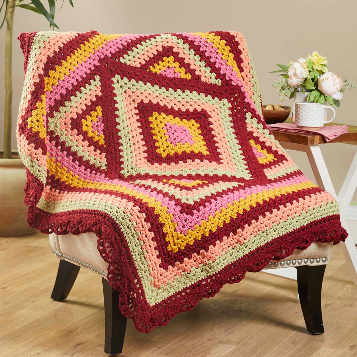 Herrschners Spring Lace Edged Granny Throw Crochet Kit