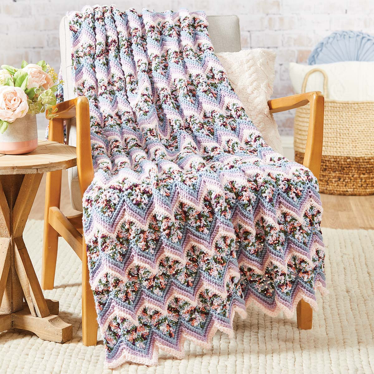 Herrschners Peony Ripple Blanket Crochet Kit