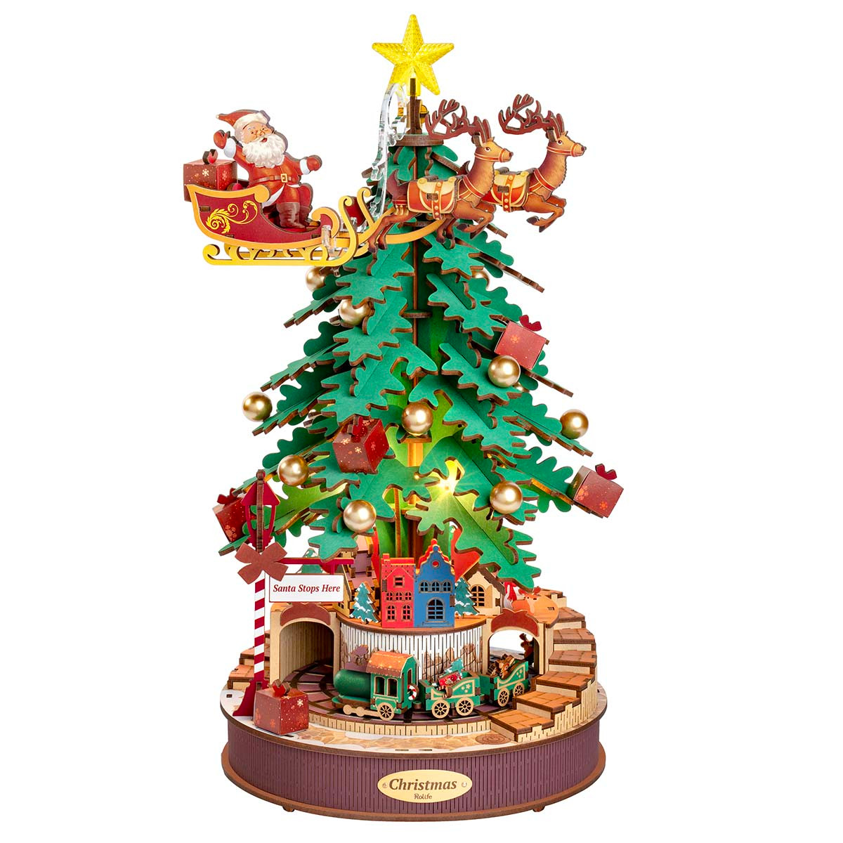 Robotime Rolife Christmas Melody Tree Model - Wood