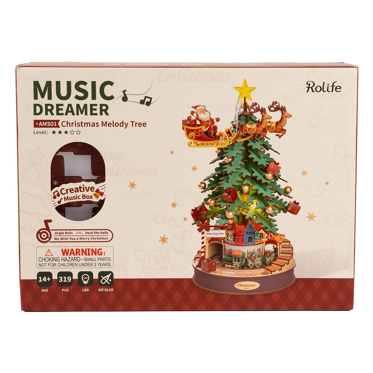 Robotime Rolife Christmas Melody Tree Model - Wood