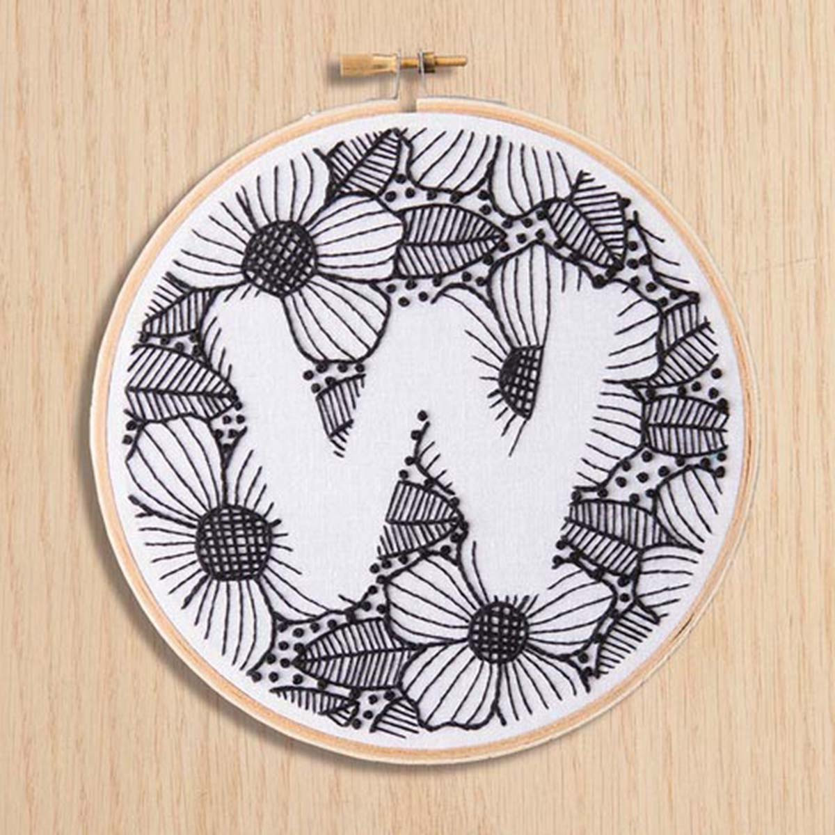 Leisure Arts Monogram Hoop Stamped Embroidery Kit