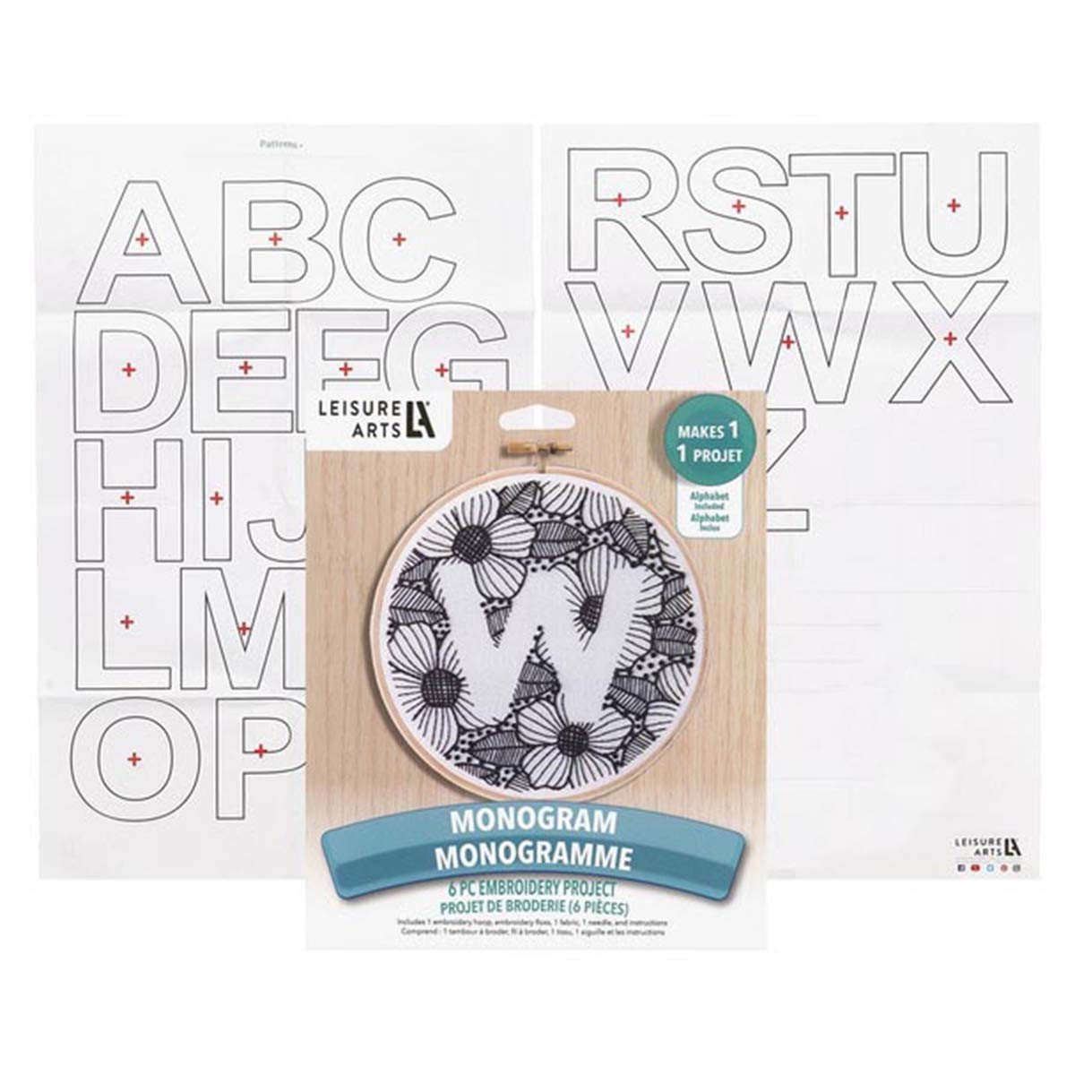 Leisure Arts Monogram Hoop Stamped Embroidery Kit